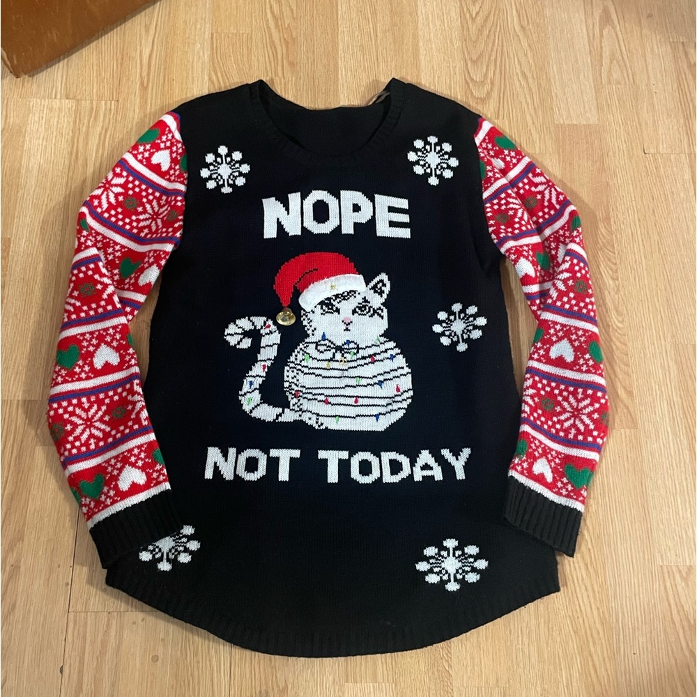 Grumpy cat Christmas sweater “nope not today”